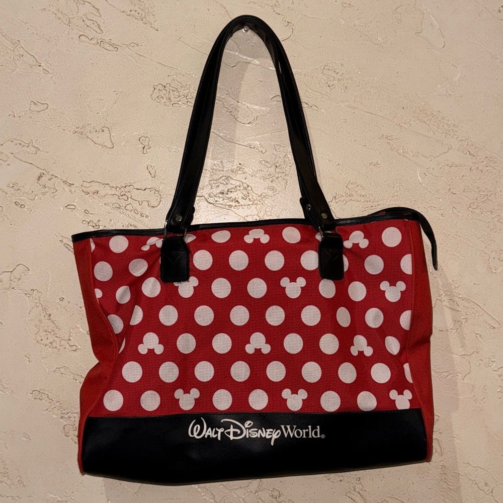 Authentic Disney Parks Mickey Mouse Polka Dot Large Zipper Tote Bag